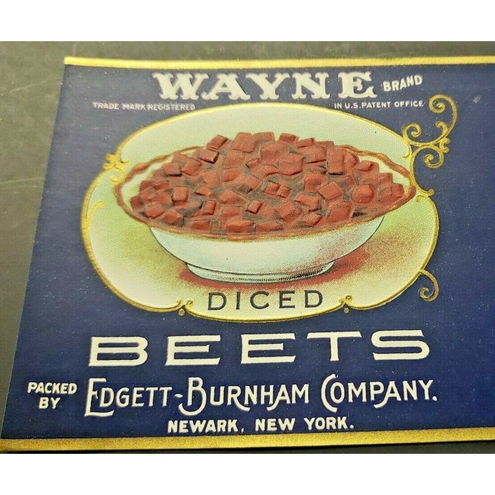Vintage Wayne Brand Red Beets Edgett Burnham Co New York 1940s Can Label Z2 - Picture 2 of 3