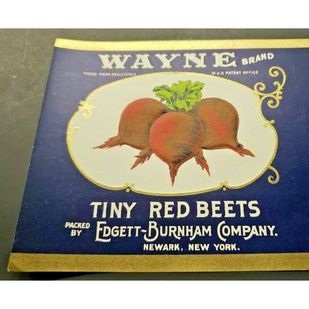 Vintage Wayne Brand Red Beets Edgett Burnham Co New York 1940s Can Label B-2 - Picture 2 of 3