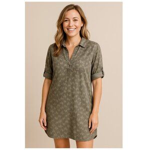 XXL Philosophy Tencel Long Pullover Shirt Dress Brushed Cougar Camo Print PLUS