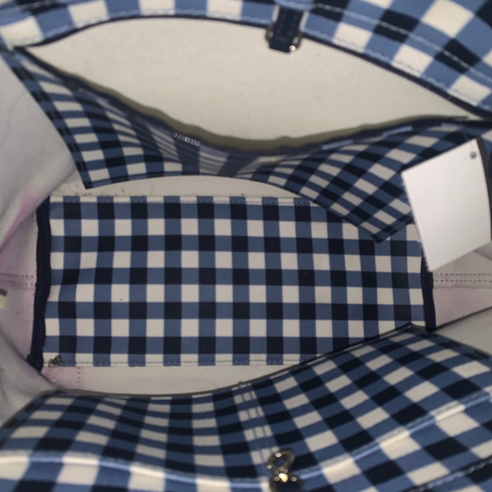 Kate Spade Blue Tote Bag with Gingham Pattern - Picture 3 of 7