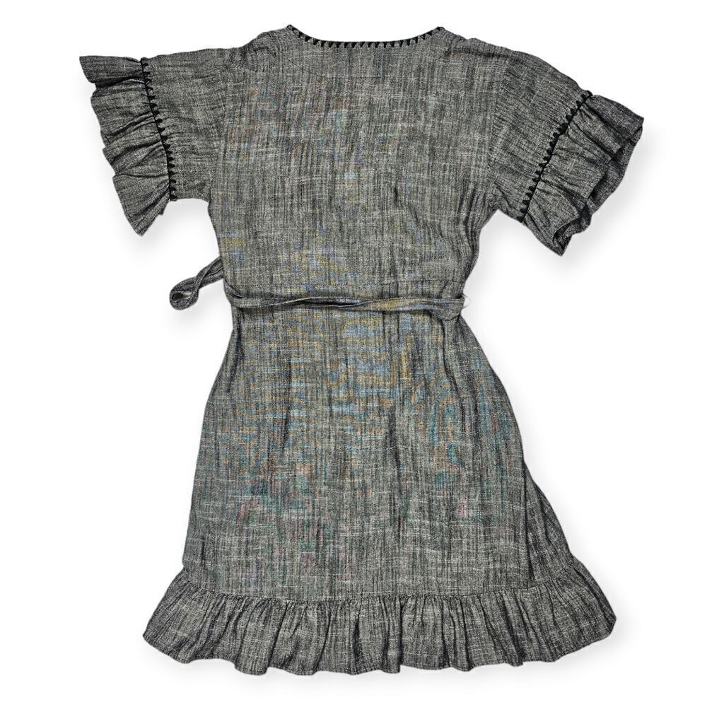 Uncle Frank Anthropology Linen Blend Embroidered Ruffle Dress Women's Size XS - Picture 3 of 11