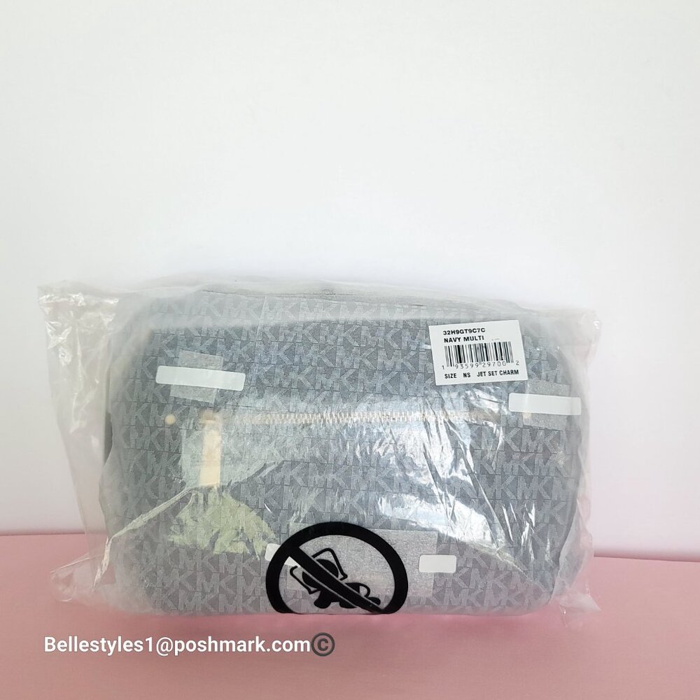 MICHAEL KORS Jet Set Charm LG East West Nylon Crossbody- Navy Multi 🎈⭐$115. - Picture 16 of 16