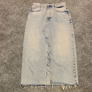Zara Blue Straight Leg Size Medium Skirt with Slit Halfway Classic Denim Style