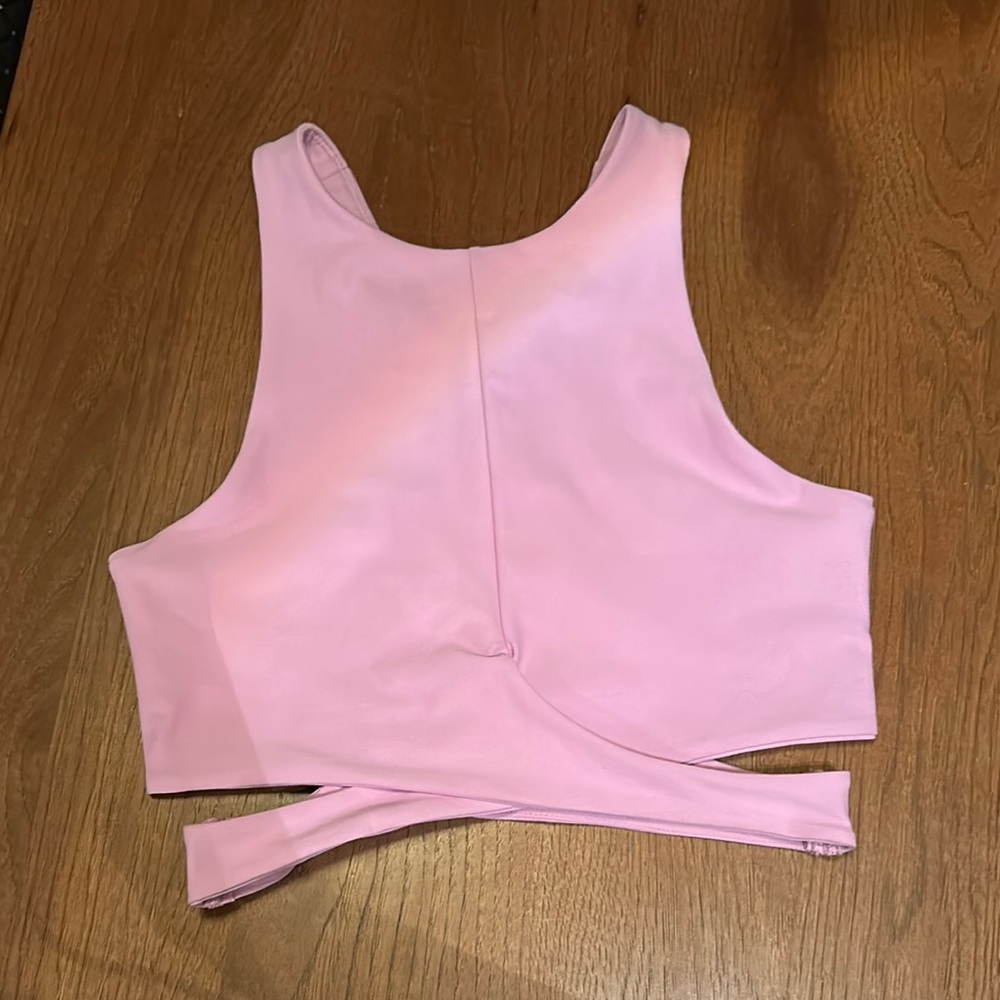 90 Degree By Reflex Pink Crop Tank Top with Cut Out