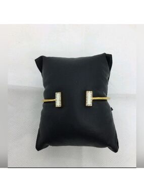 Kate Spade New York White Enamel Hinged Cuff Bracelet EUC