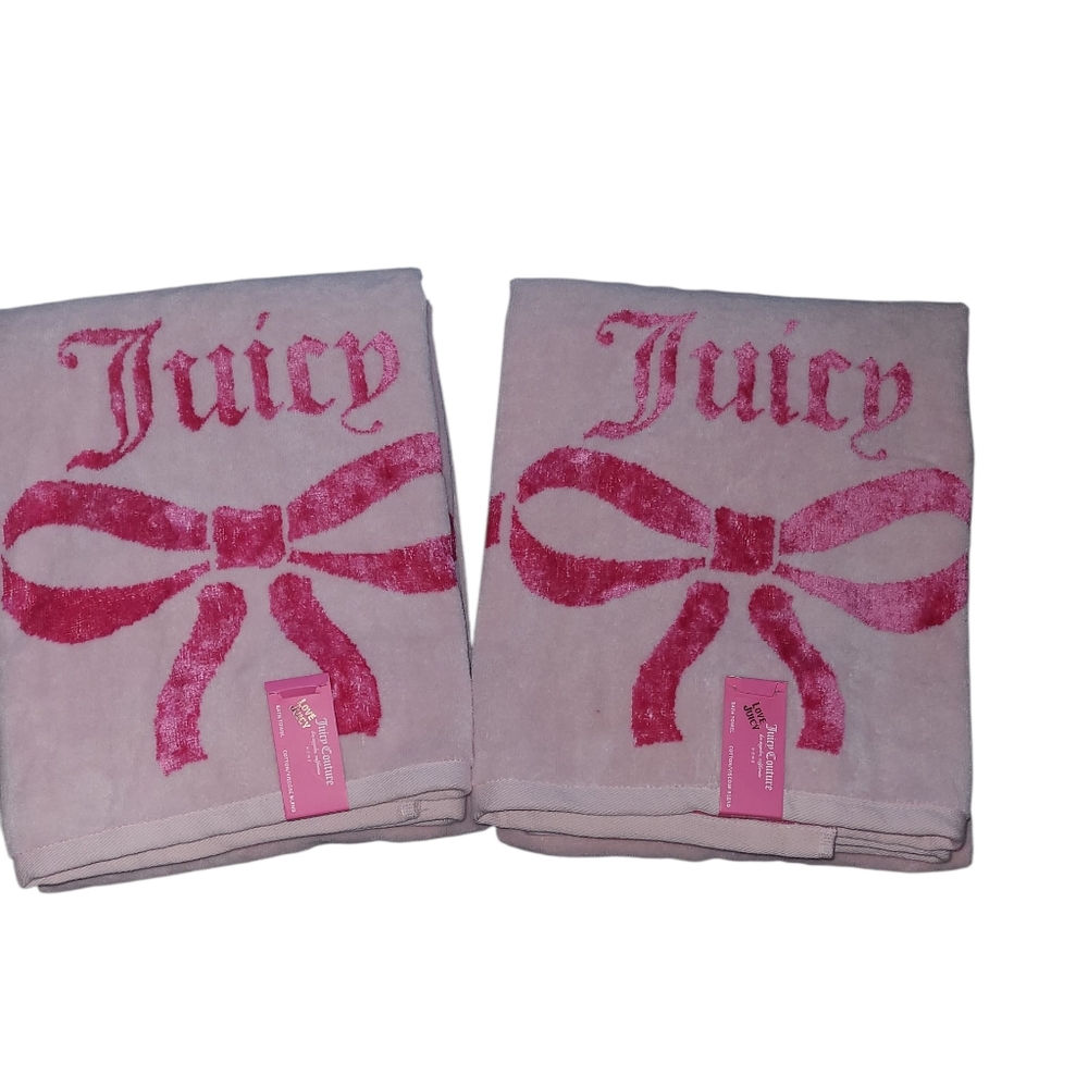 Juicy Couture Pink Towel Set with Bow Design