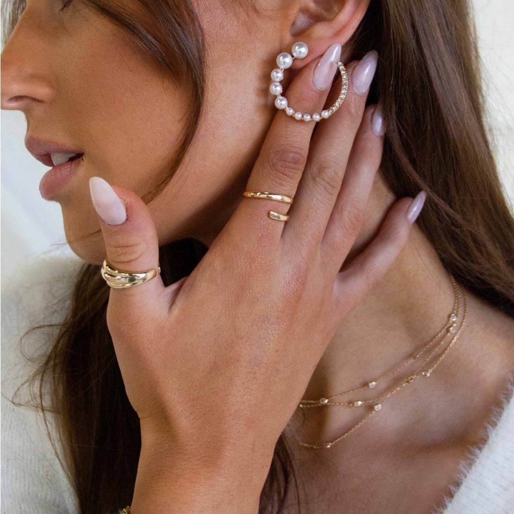 Ettika Chic Pearl and Crystal Circle Earrings