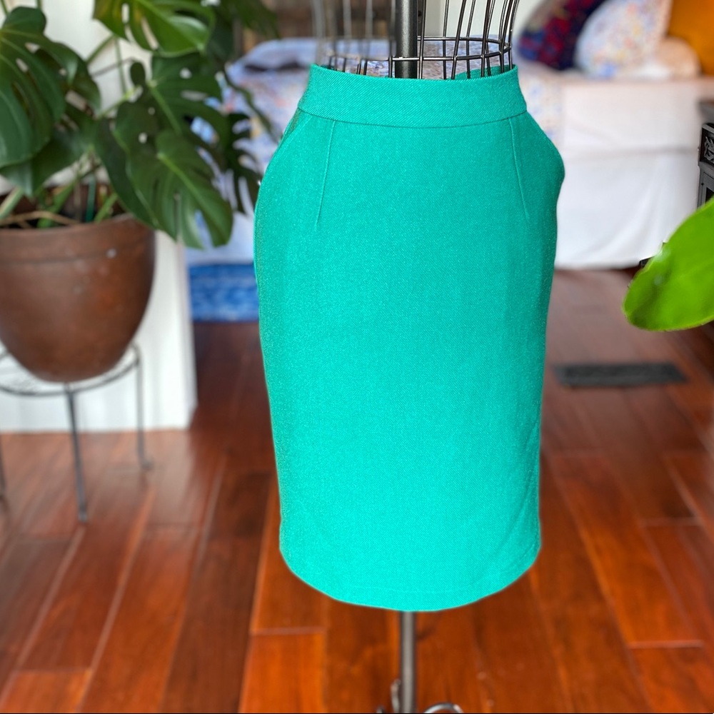 ☘️ Kelly Green Pencil Skirt Wool Look Sz XS