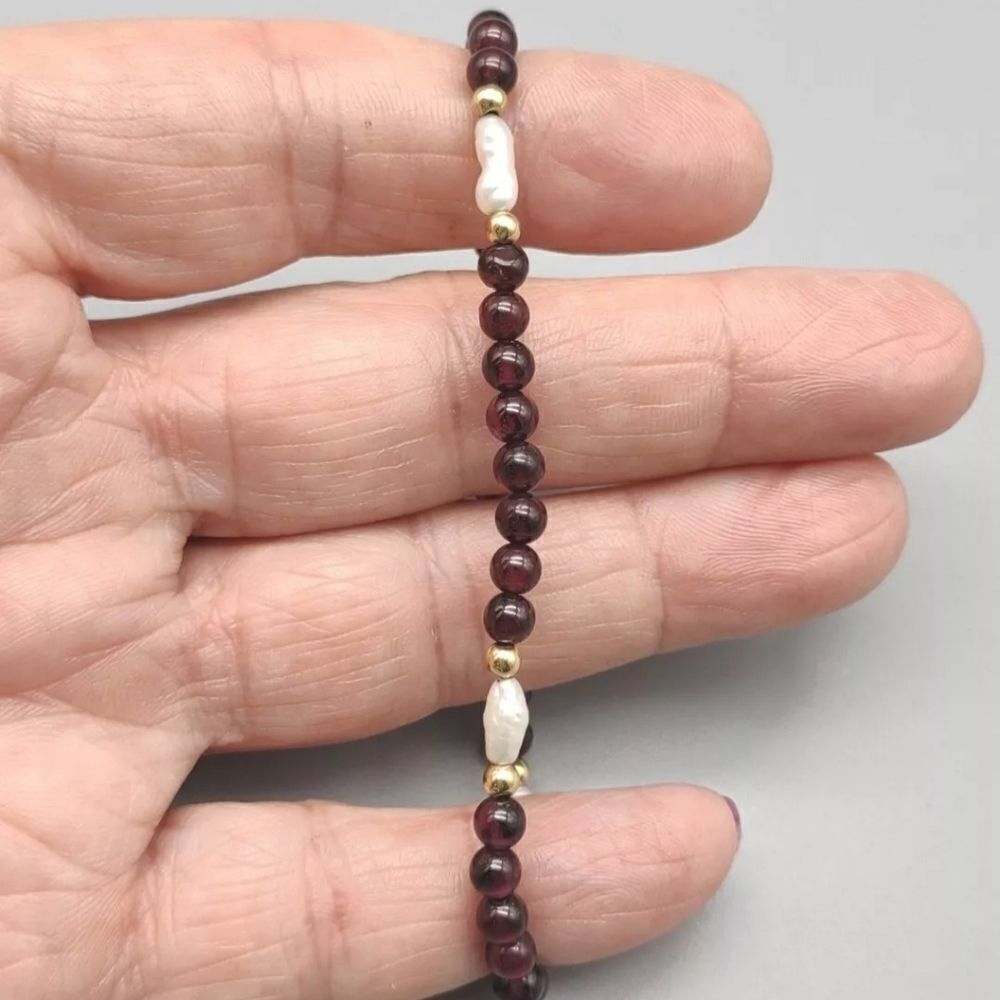 Amethyst Pearls On 14k Spring  Clasp & Connectors Bracelets 7.5”