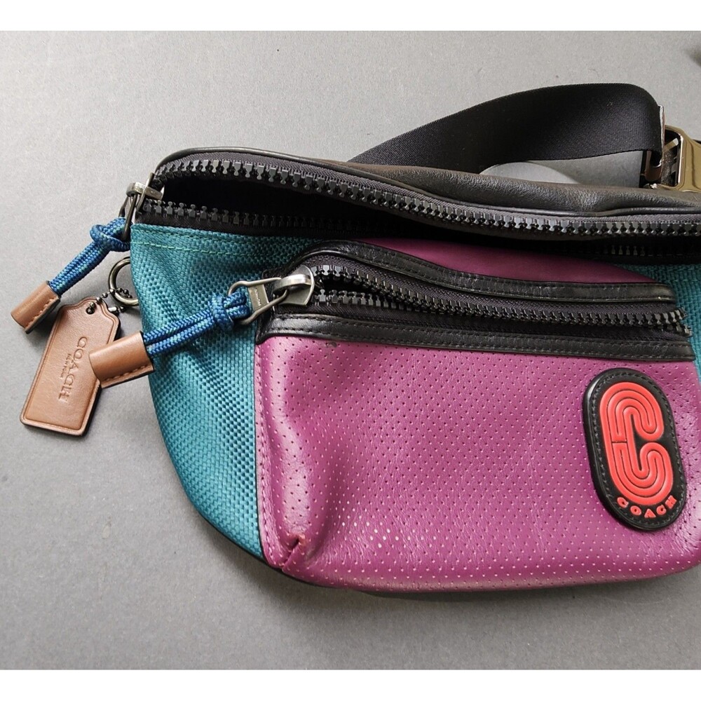 Coach Belt Bag Fanny Pack Colorblock 89907 Terrain Eggplant Multi - Picture 6 of 16