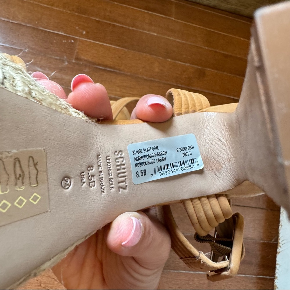 NWT Schutz Blisse Platform Tan Leather Sandals - Picture 5 of 5