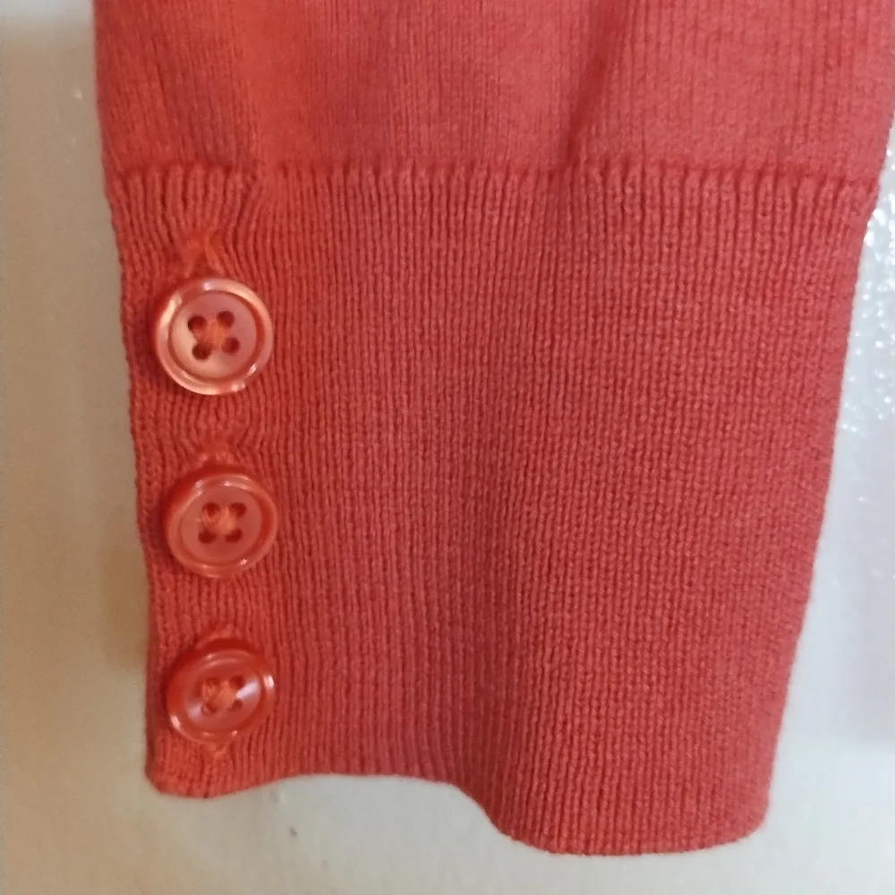 Talbots Coral Turtleneck Sweater with Button Cuff Details Size Sp - Picture 7 of 12