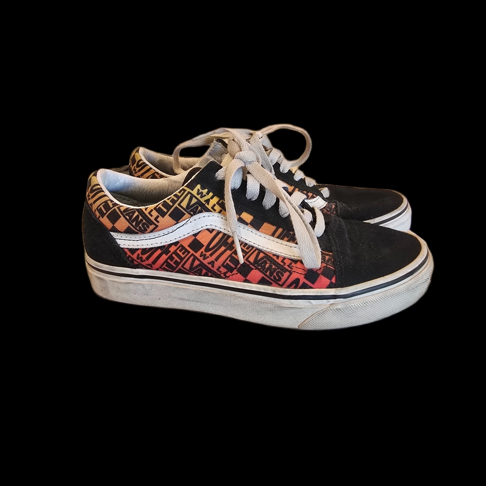 VANS boys Black Red Orange Classic Sneaker Shoes 5