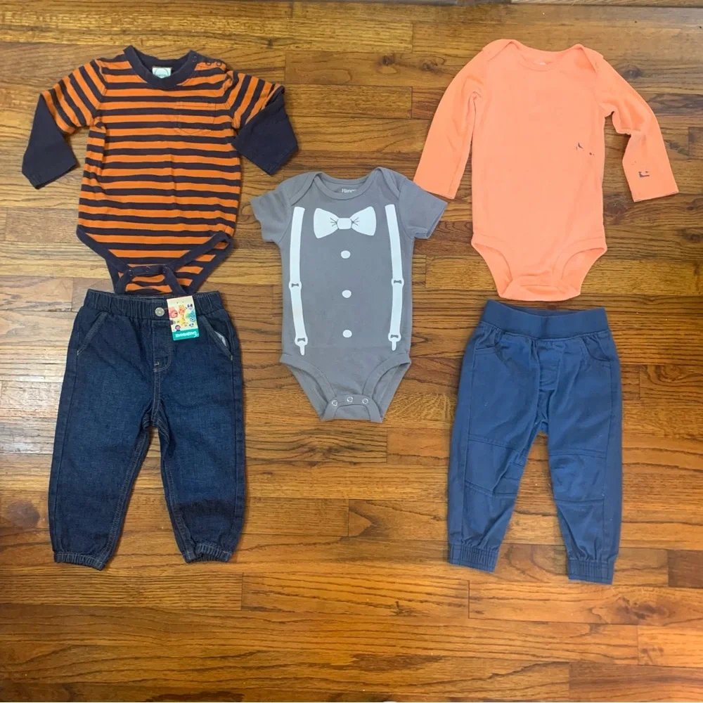 Baby Toddler Boy Clothes Bundle
LS Blue & Orange Stripe Onesie
Jean Pants NWT - Picture 1 of 12