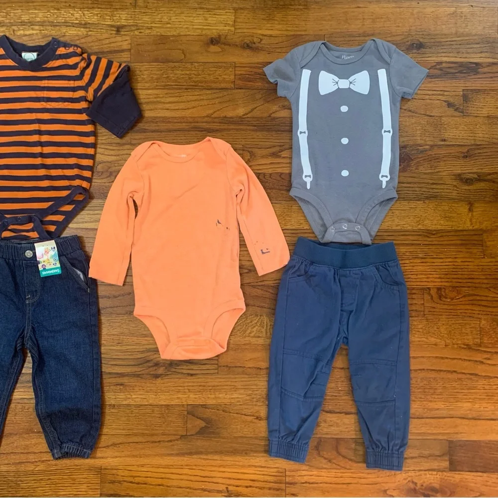 Baby Toddler Boy Clothes Bundle
LS Blue & Orange Stripe Onesie
Jean Pants NWT - Picture 3 of 12