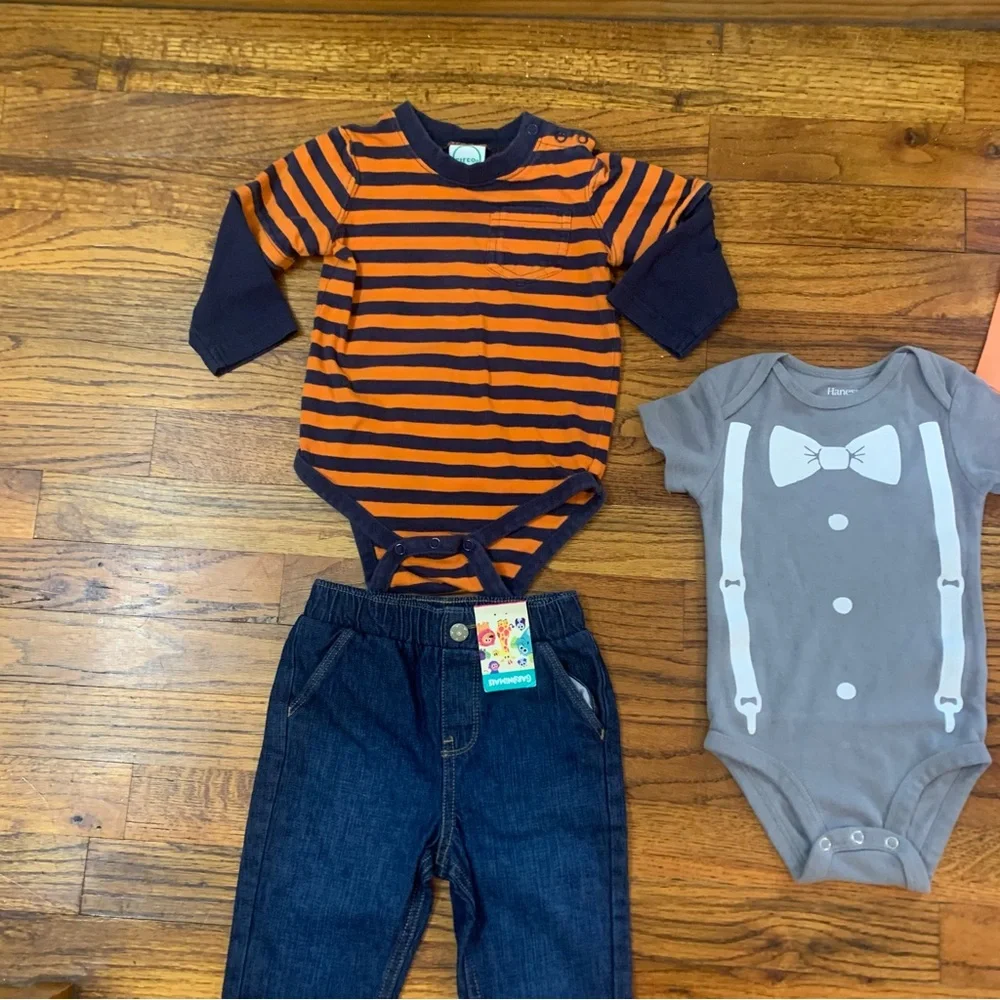Baby Toddler Boy Clothes Bundle
LS Blue & Orange Stripe Onesie
Jean Pants NWT - Picture 12 of 12