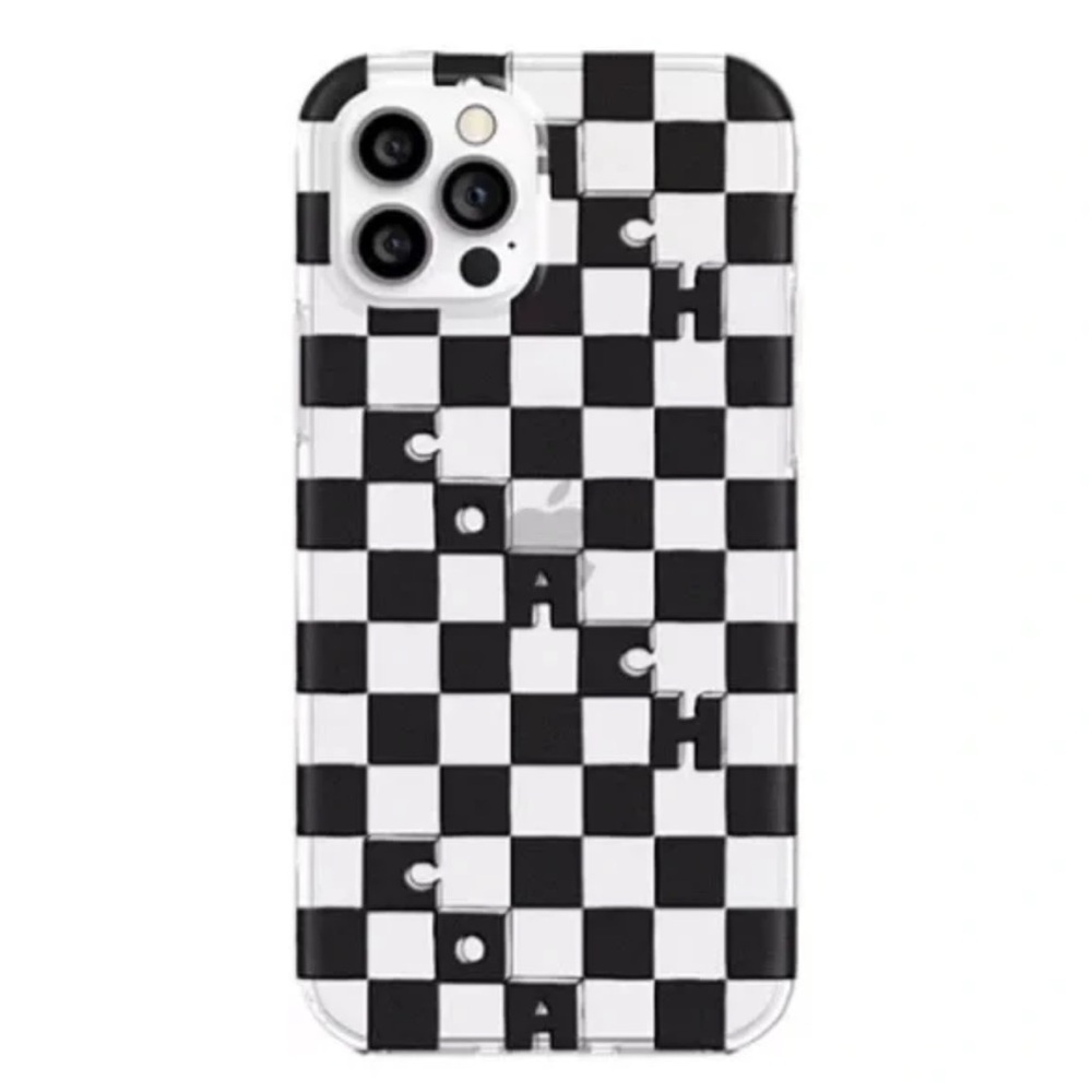 Coach Black and White Checkered Phone Case