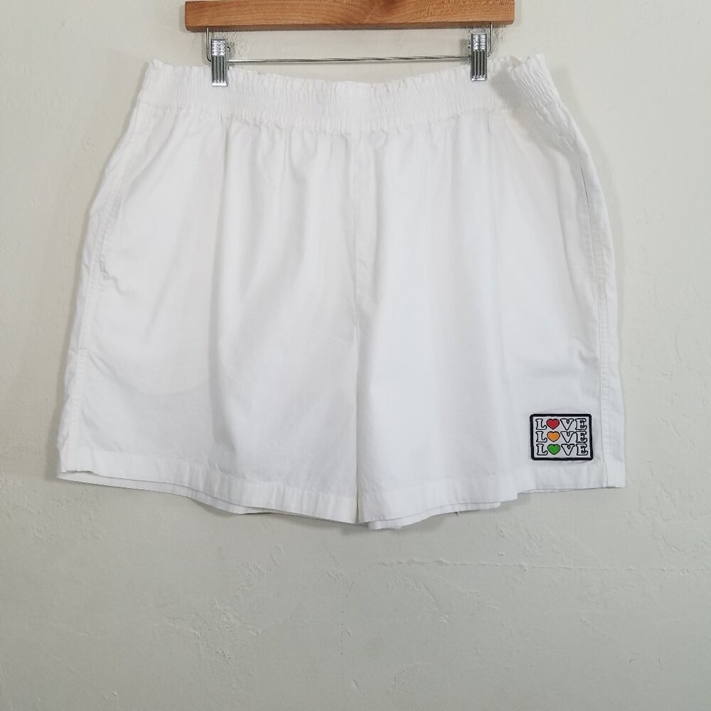 Coach LOVE Pull-On Shorts 100% Cotton White Size XXL
