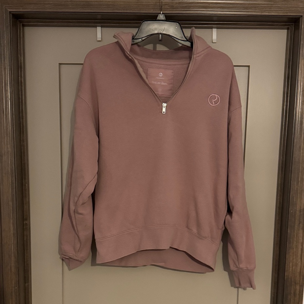 Rare Beauty Dusty Rose Quarter-Zip Sweatshirt