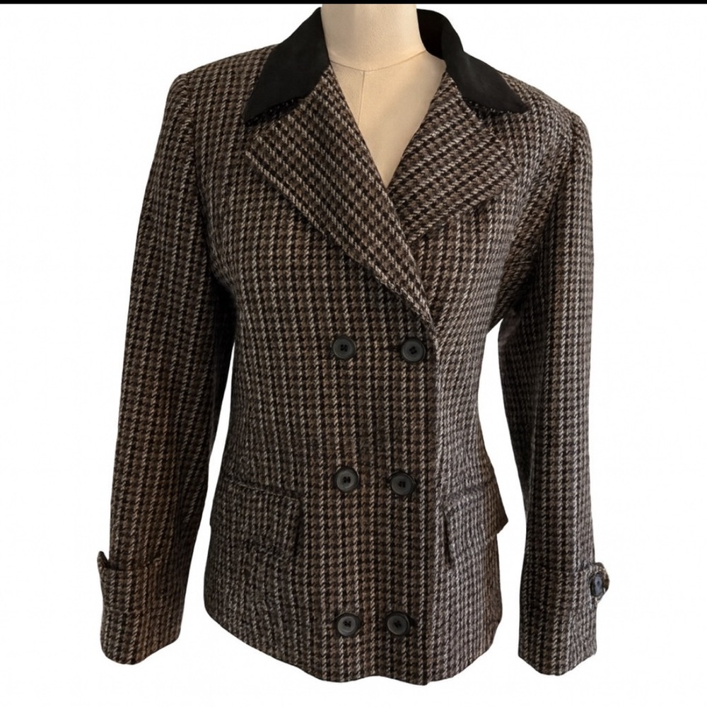 Vintage Character Suburban Wear wool and suede double breasted blazer sz S