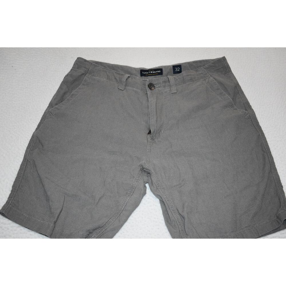 Lucky Brand Hawaiian Shorts Mens Size 32 Linen Viscose Blend Gray Draw Strings