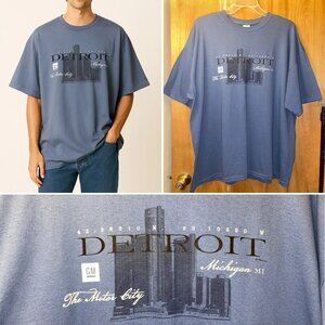 NWT Detroit GM Mens 2XL Tshirt Casual Auto Industry Cars Corvette Camaro Blue