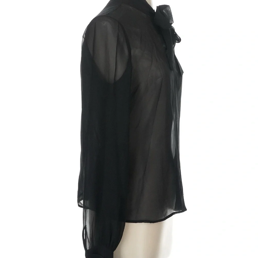 Rachel Zoe Black Sheer Blouse with Bow - Picture 3 of 6