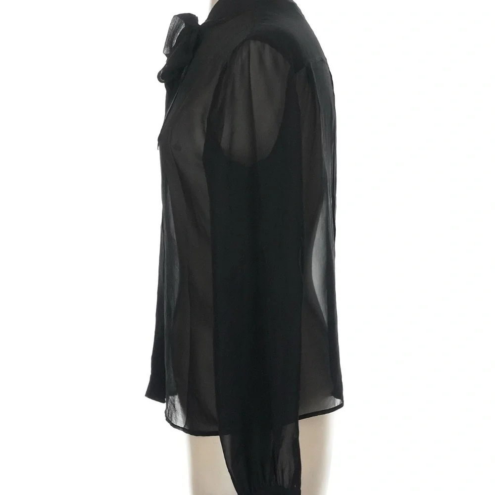 Rachel Zoe Black Sheer Blouse with Bow - Picture 4 of 6