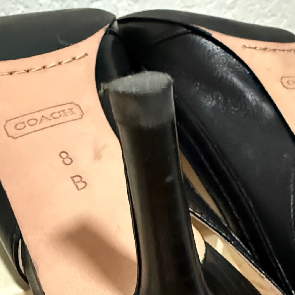 Coach Black Peep-Toe Slingback Heels - Picture 9 of 12
