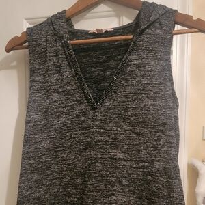 Juicy Couture Black and Gray Tank Top. Bling Around Collar. Size Small.