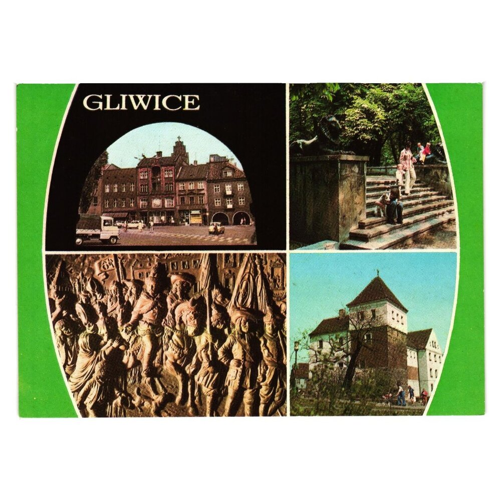 Gliwice Poland Vintage Postcard Multiview Historic Landmarks Architecture