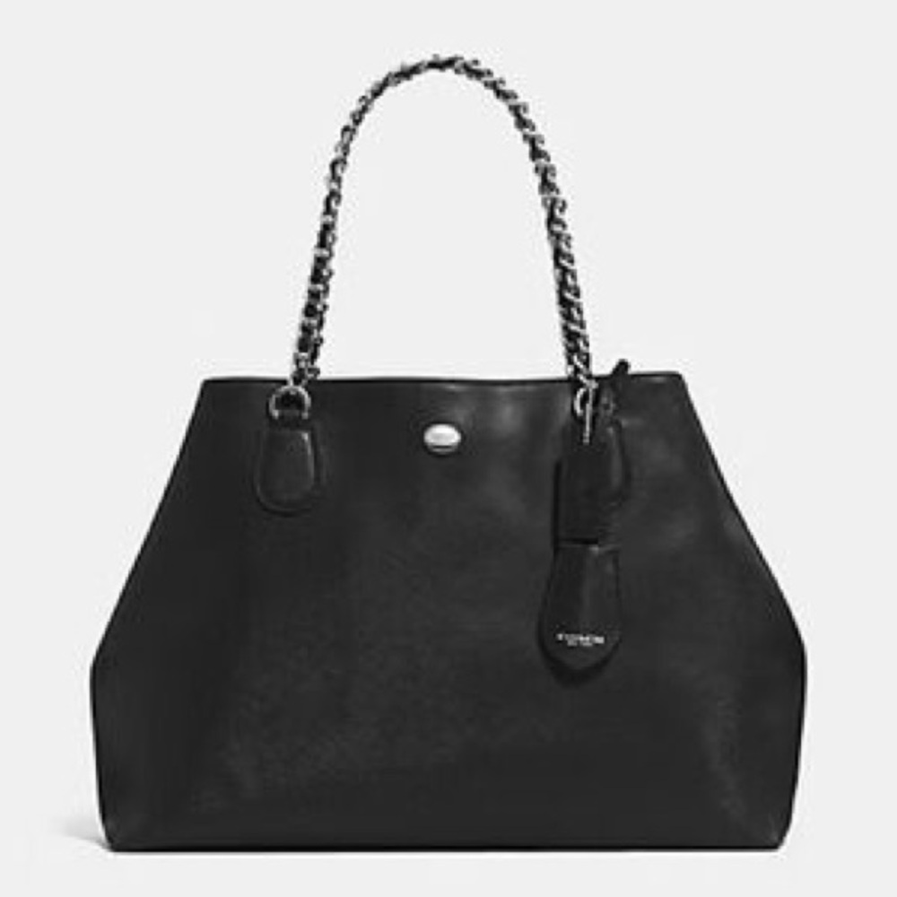 Coach Black Tote with Chain Straps