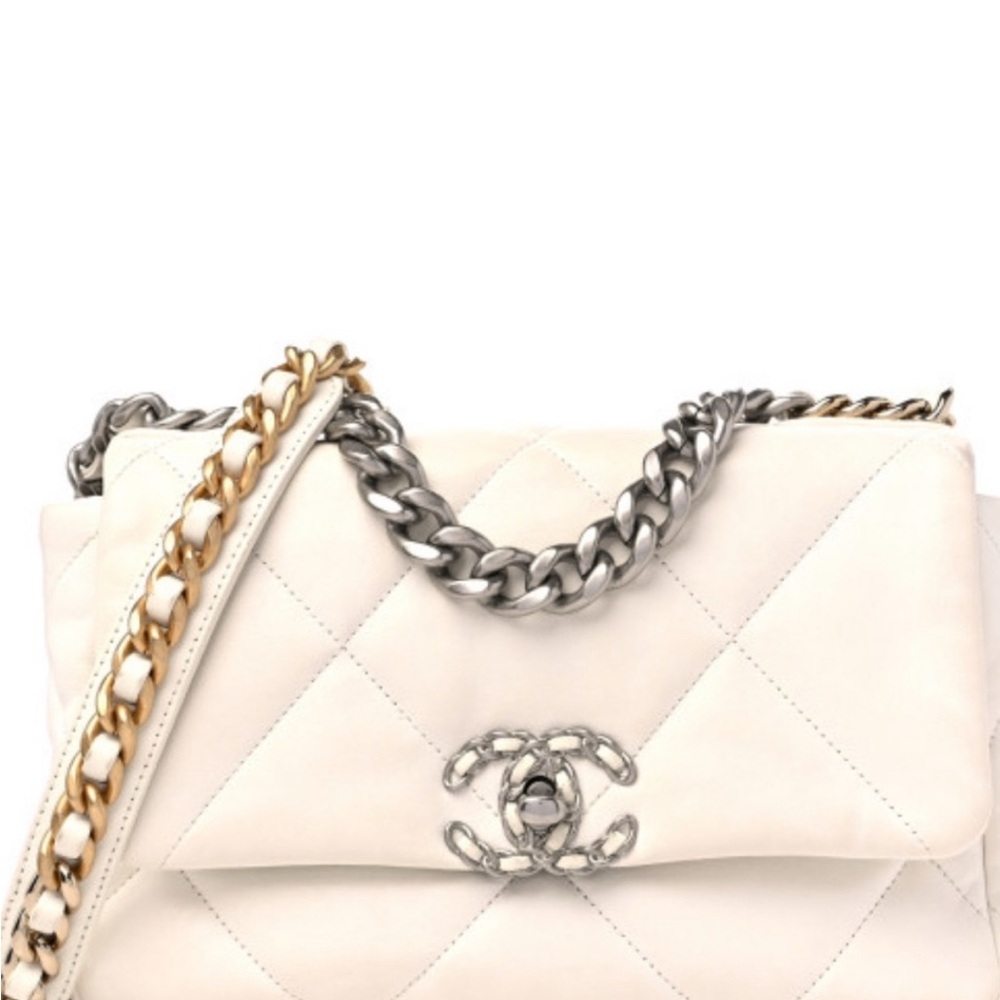 Chanel White Quilted Leather Bag