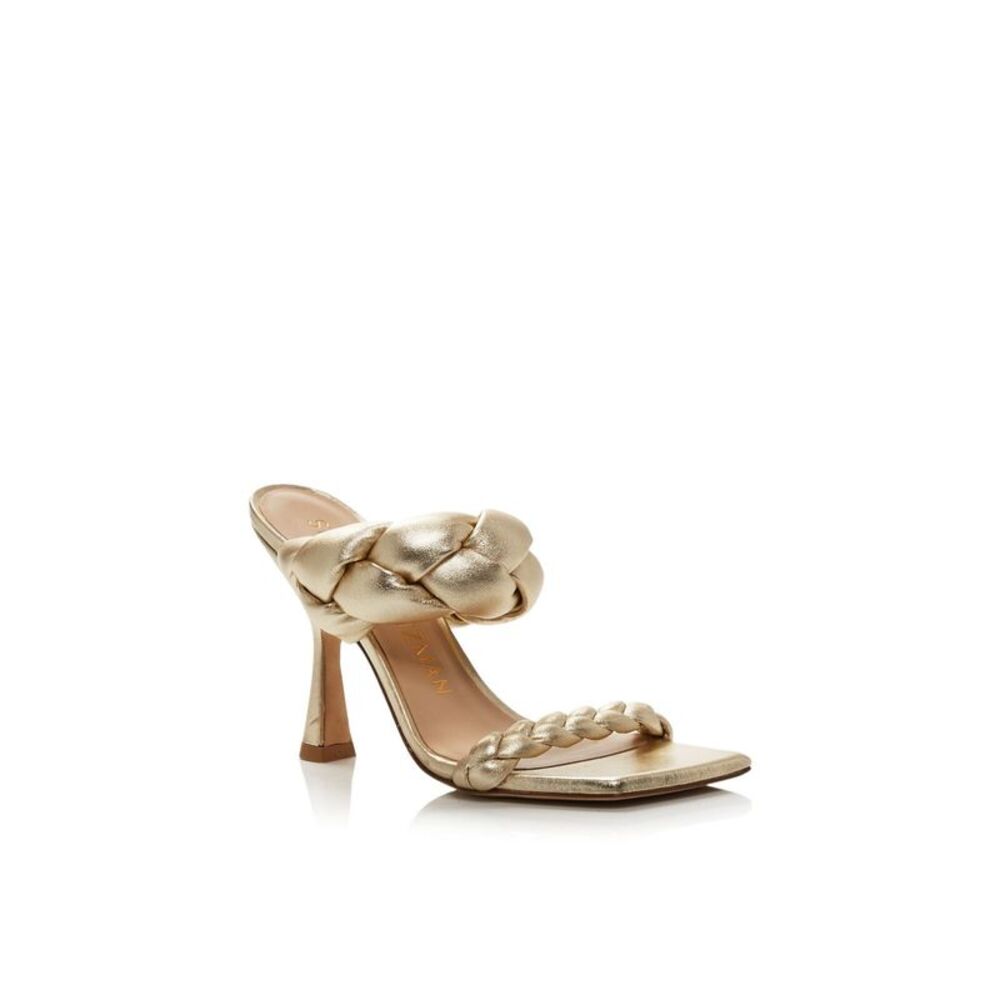 STUART WEITZMAN Womens Gold Playa Toe Flare Slip On Leather Heeled Sandal 10 M