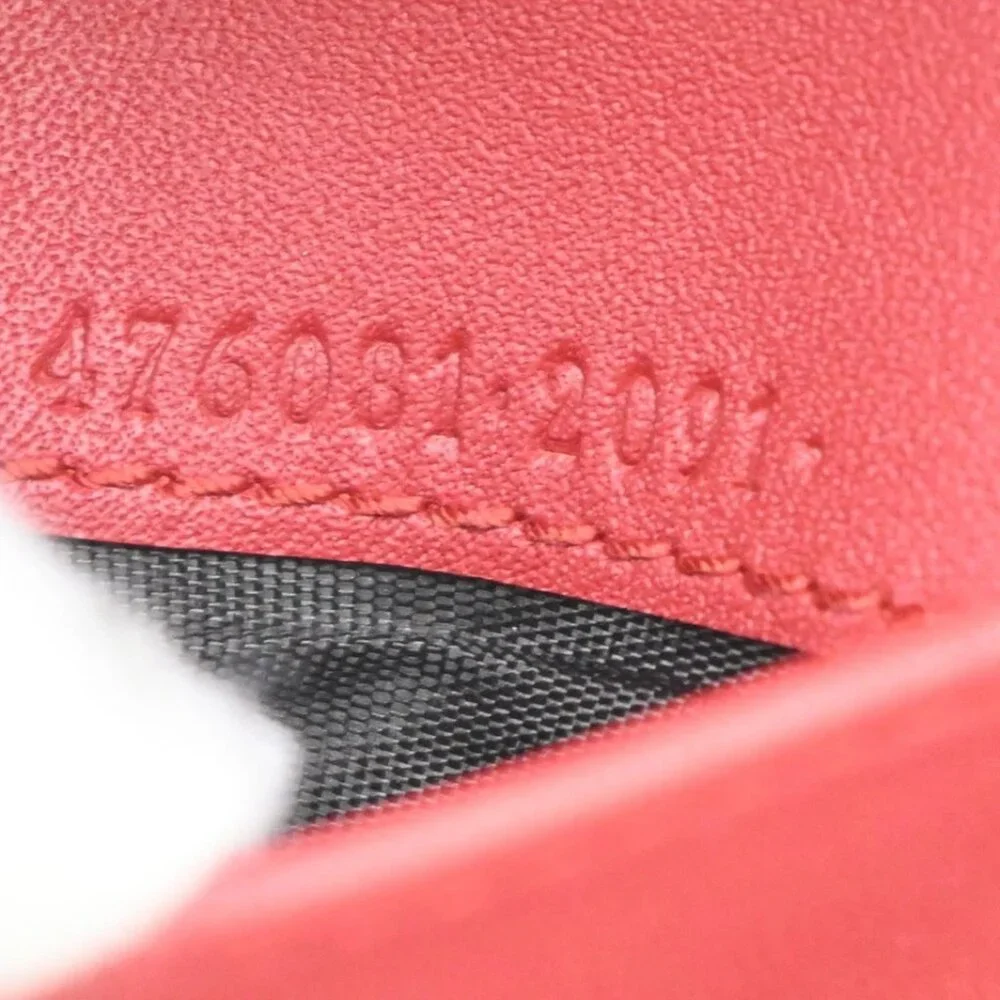 GUCCI Logo Sylvie Compact Trifold Wallet Leather Red 278-082725 - Picture 12 of 13