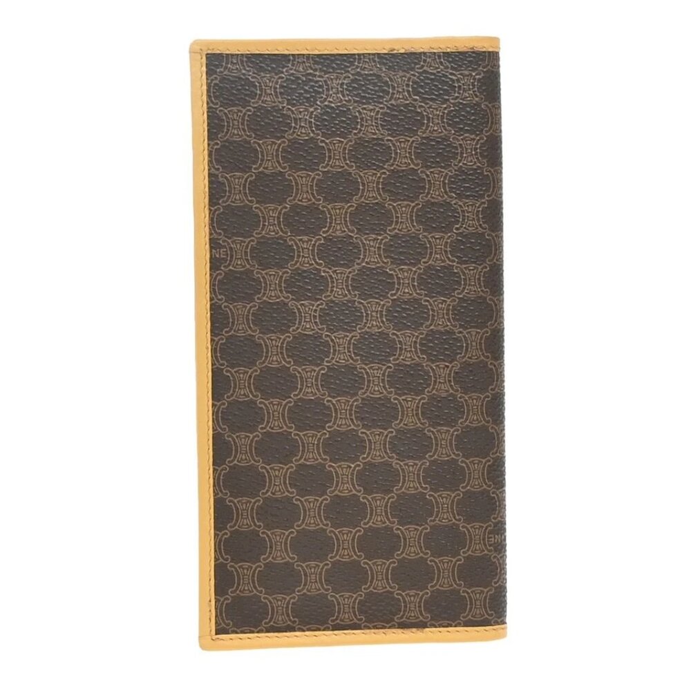 CELINE Logo Macadam Pattern Bifold Wallet PVC Leather Brown 108-082825 - Picture 2 of 11