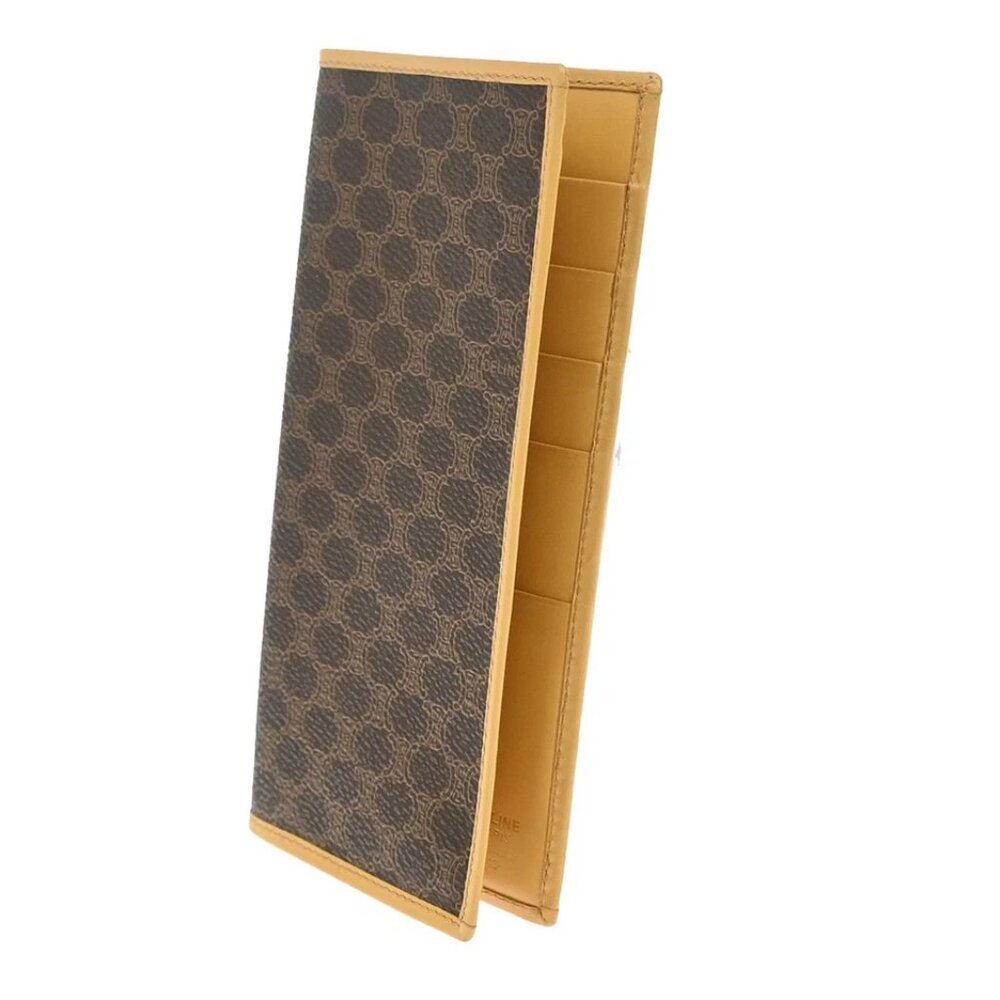 CELINE Logo Macadam Pattern Bifold Wallet PVC Leather Brown 108-082825 - Picture 3 of 11
