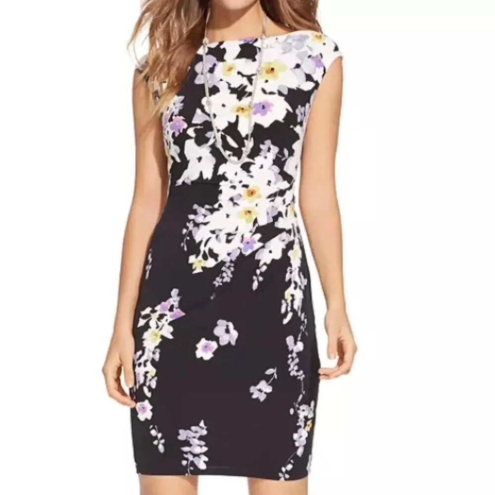 Lauren Ralph Lauren Green Label Birdsong Floral Fitted Dress 12 - Picture 1 of 12