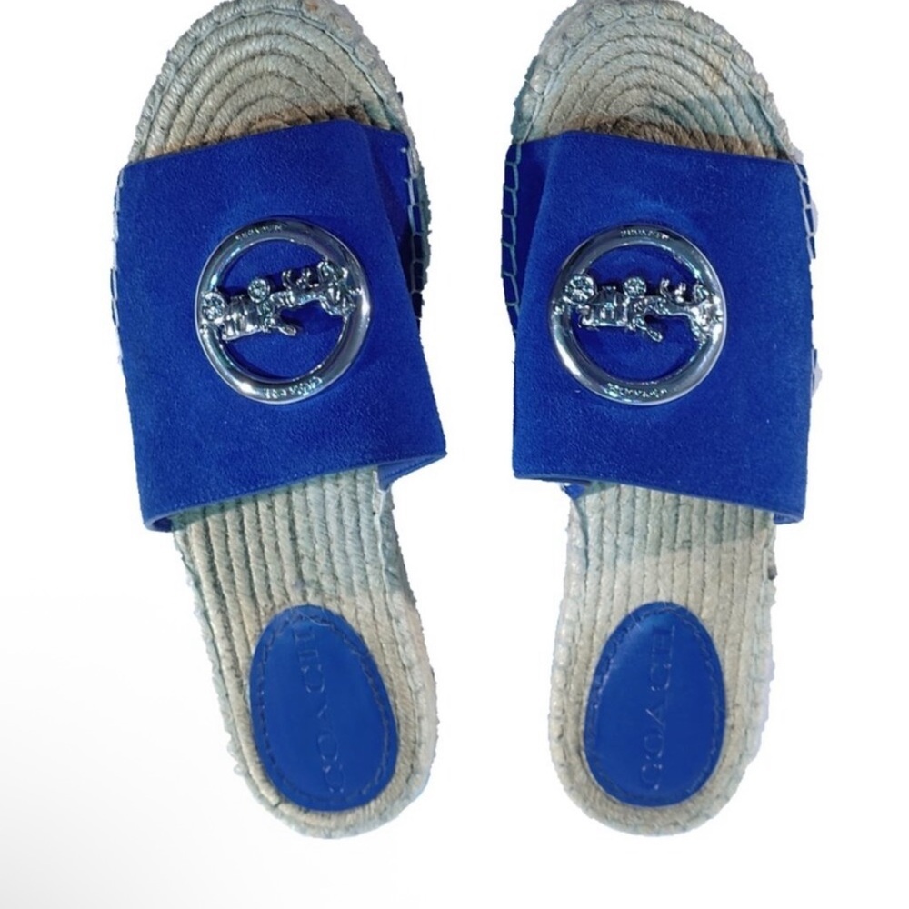 Coach Blue Espadrille Slides