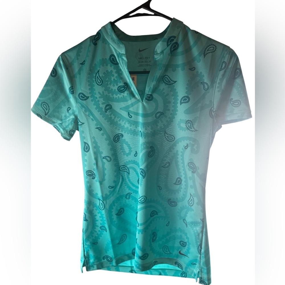 Nike Teal Paisley Dri-FIT Women’s Golf Top NWT