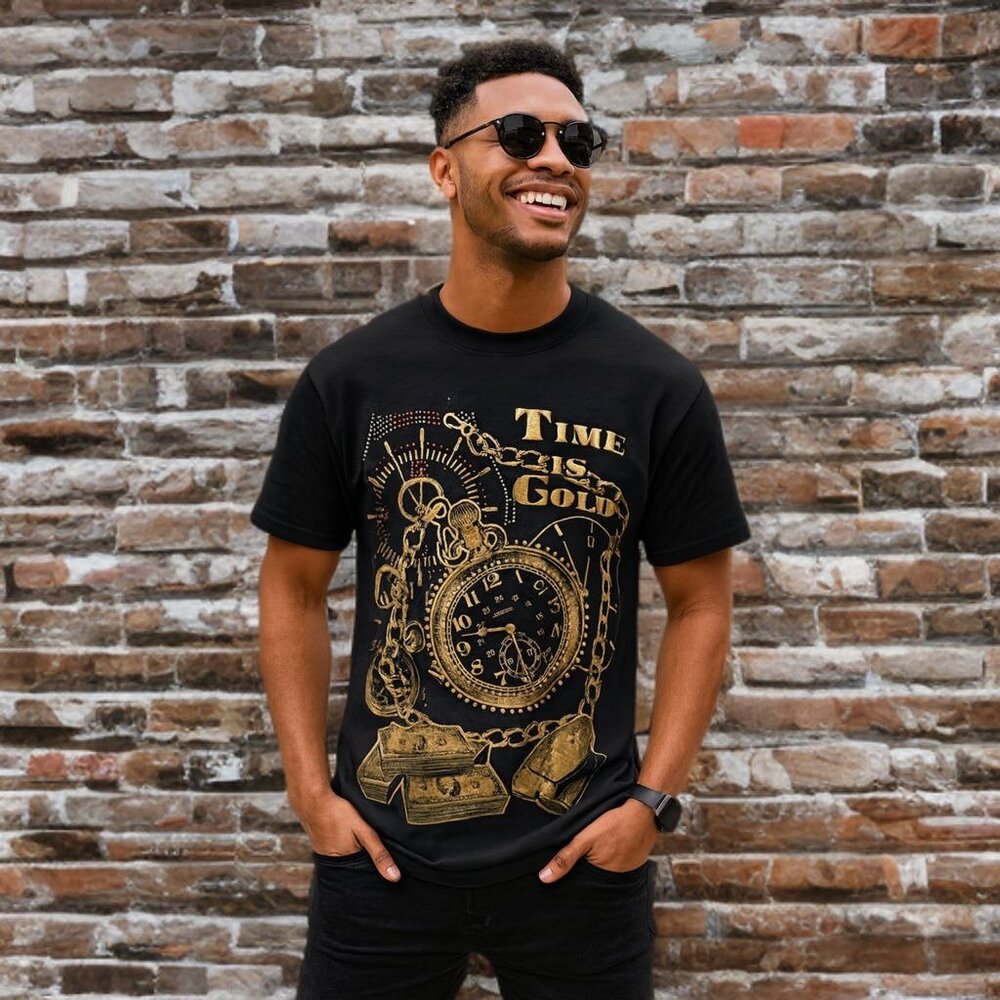 Club 21 World Famous Tee Graphic Shirt Time Is Gold RARE Tee Limited Edition XL