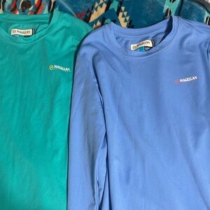 Magellan Outdoors Kids Long Sleeve Teal and Blue Tees