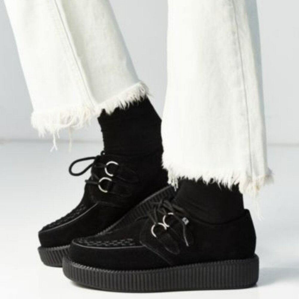 T.U.K. Black Suede Low Viva Creeper Oxford Shoe – Unisex