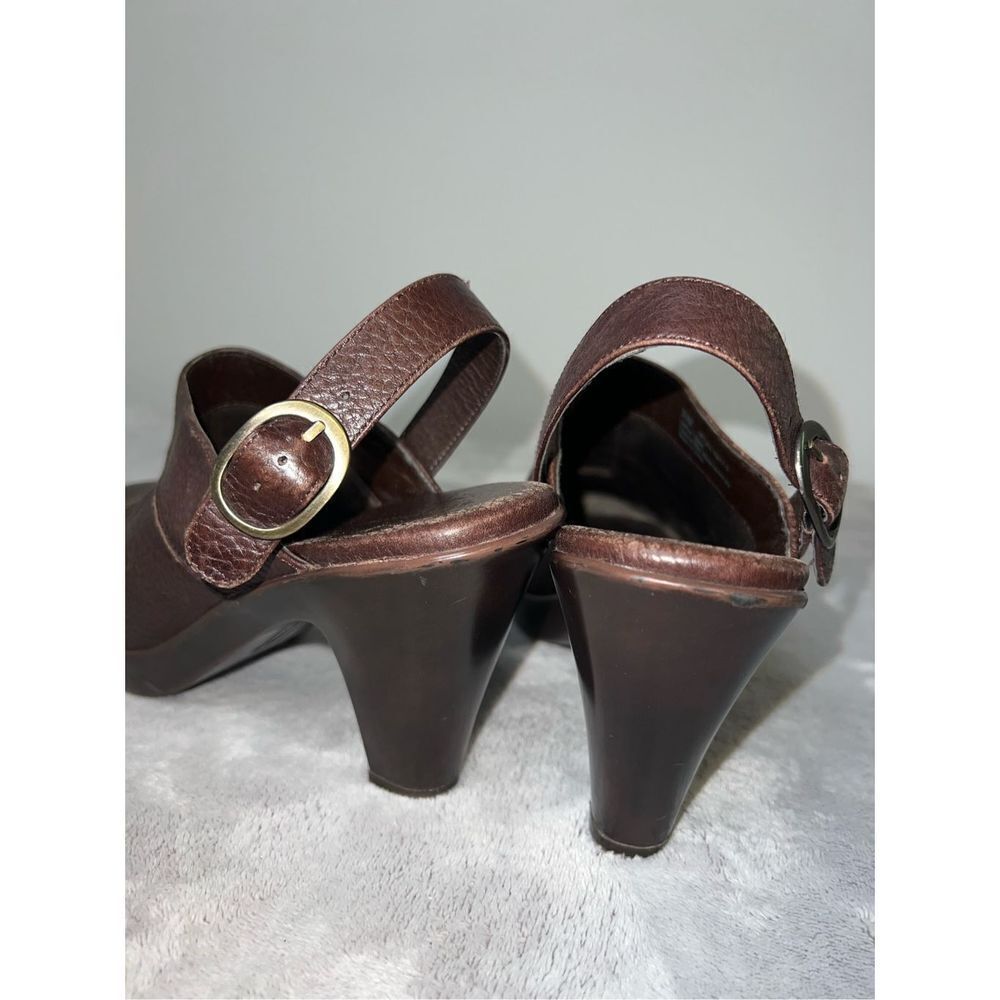 Women’s Brown Pebble Leather Slingback Pump Heel 9.5 - Picture 3 of 9