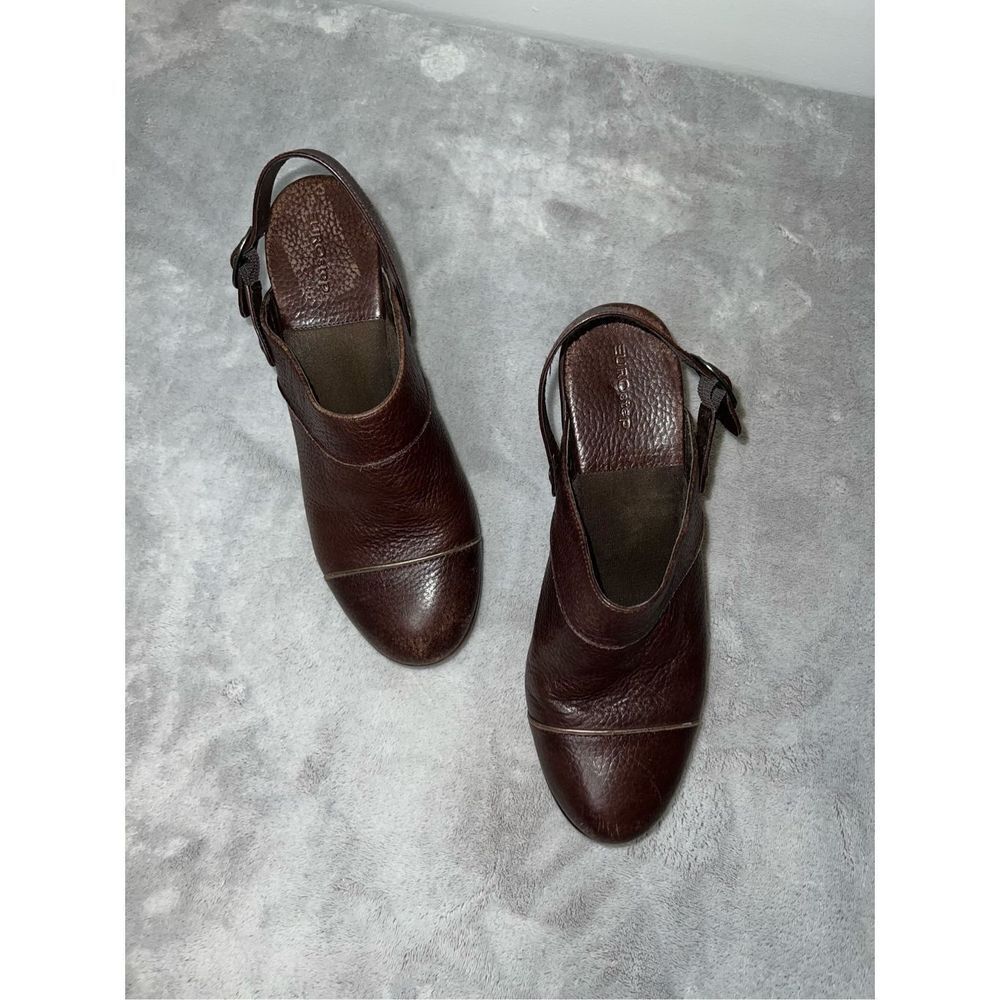Women’s Brown Pebble Leather Slingback Pump Heel 9.5 - Picture 8 of 9