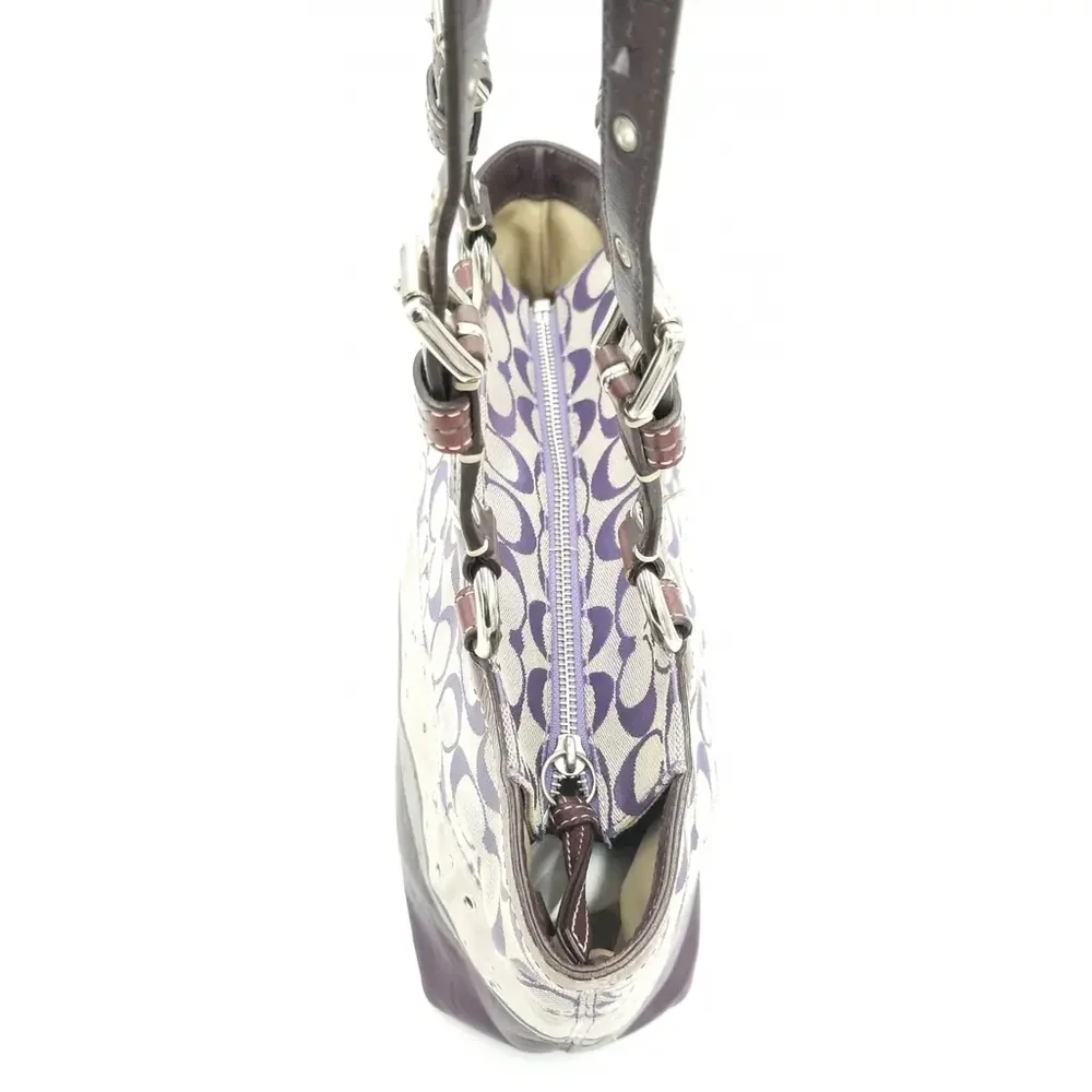COACH Designer Signature Purple Patchwork Tote Purse Bag - Picture 7 of 12