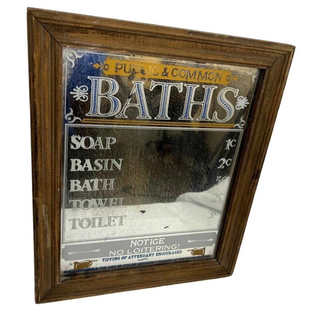Vintage Bathroom Cost of Services Mirror Decor 12x11 in Unique Find!