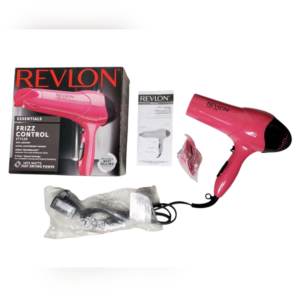 Revlon Hair Dryer Tool Lighgtweight Pink Black Frizz Control Hair Dryer Tools