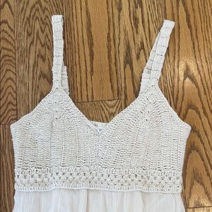 Cream crochet Maxi Dress with Lace Detail size small