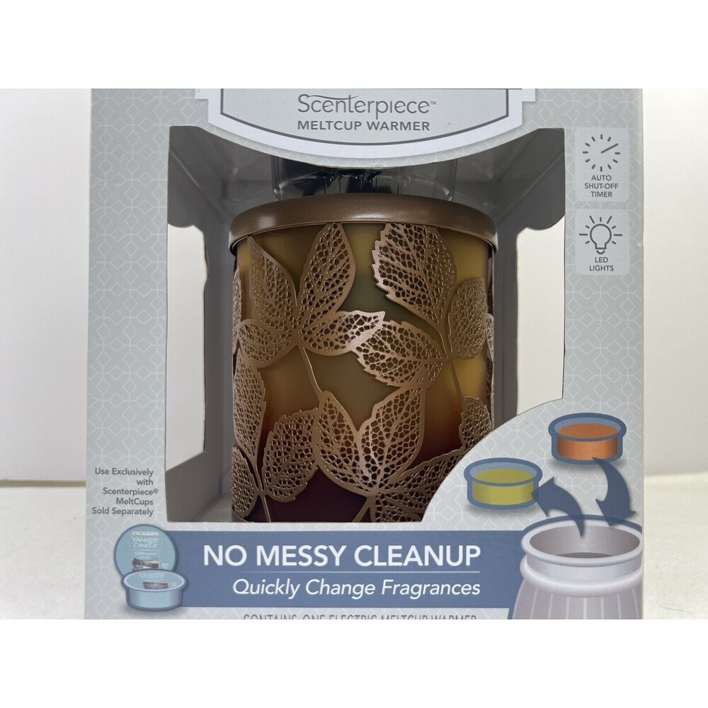 Yankee Candle Scenterpiece Amber Leaf  w/ LED and‎ Timer Meltcup Warmer NIB - Picture 2 of 6